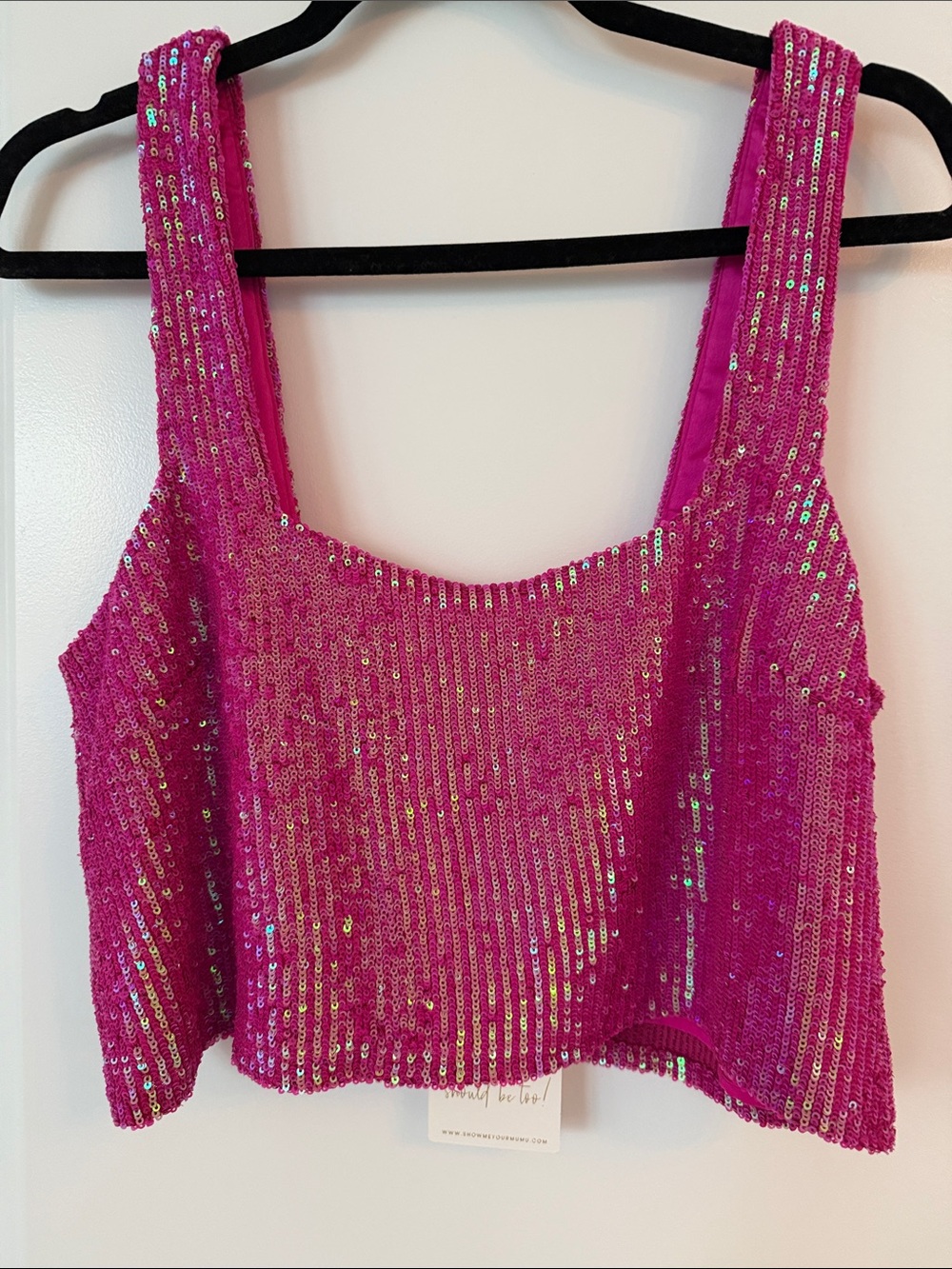 Show me your mumu Pink Sequin Crop Top